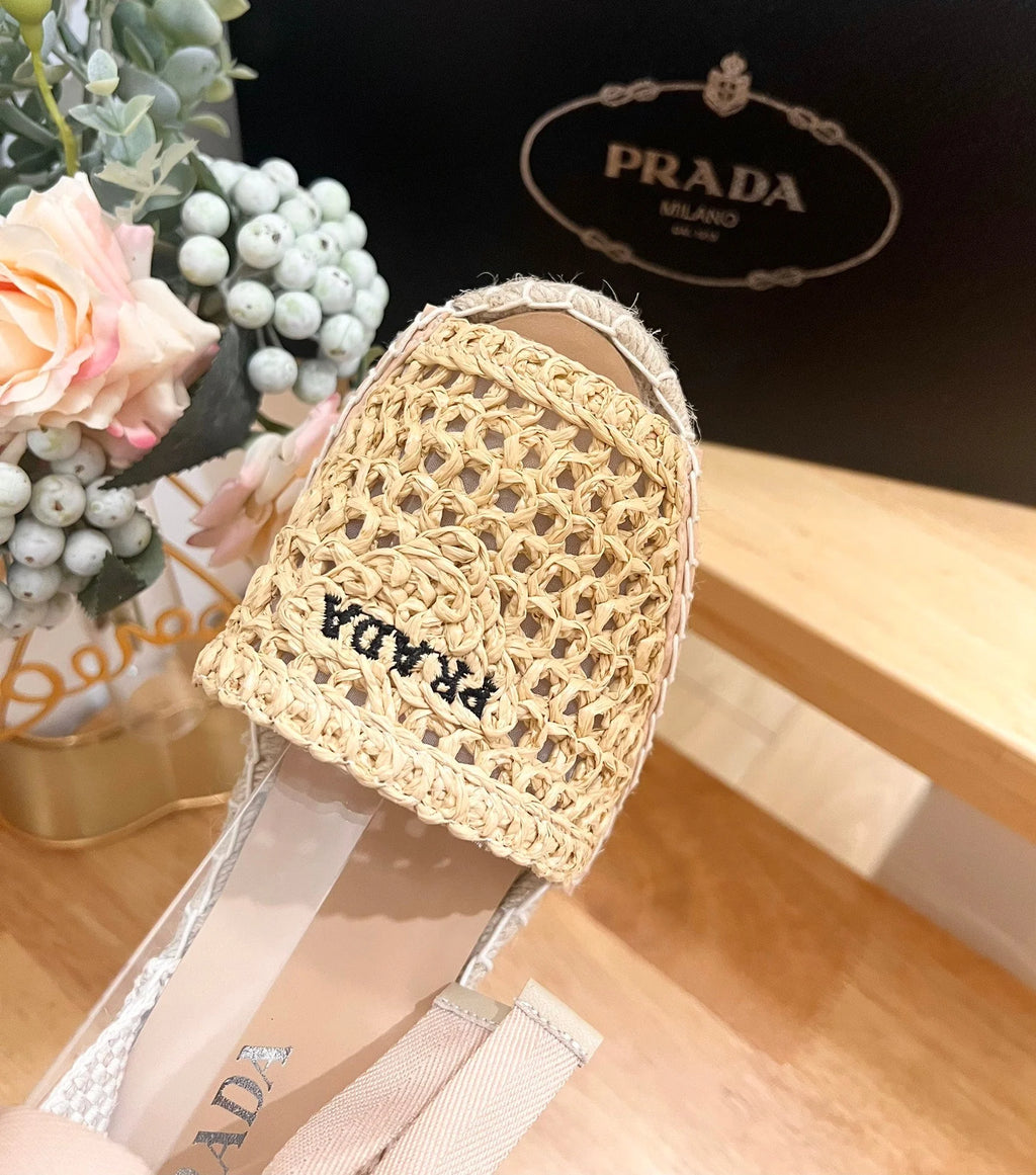 PRD Braided round toe wedge heel lace-up sandals bucket shoes 0724070902