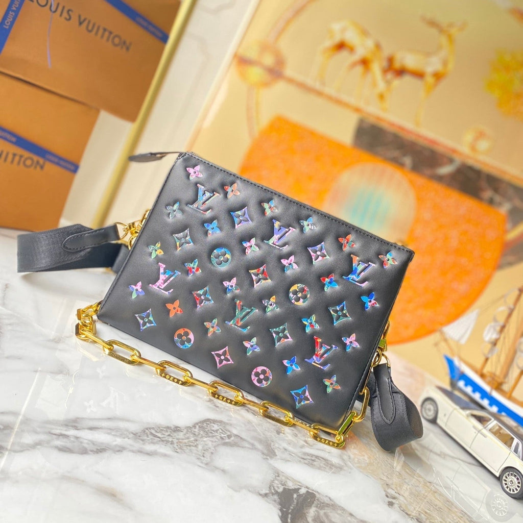 Black Color Print Small Coussin Bag