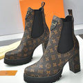 Exclusive latest British style thick heel women's short boots waterproof platform domineering side leak all-match fashion classic