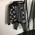 New fashion knitted casual cardigan hooded letter top + knitted pencil pants two-piece suit   S013