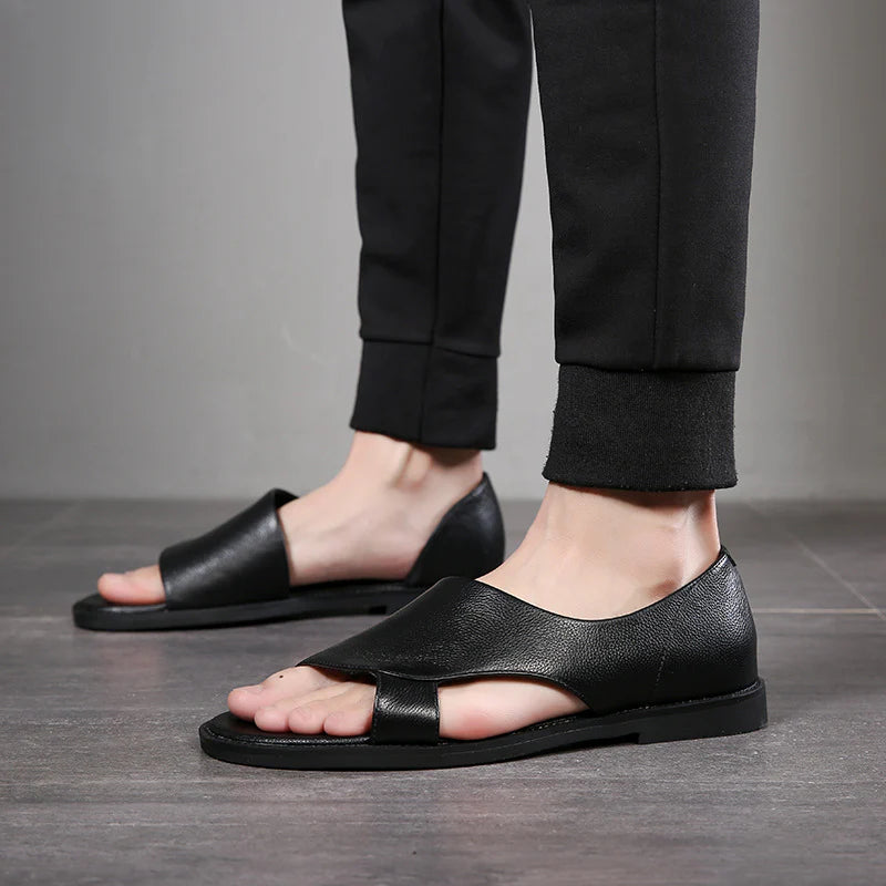 Roman Leather Sandals Outer Wear Fashion Soft Casual Driving Beach Shoes