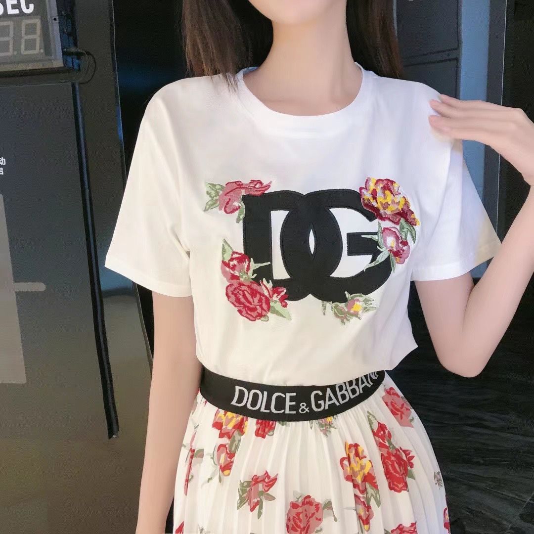 New Letter Badge Embroidery Casual Versatile Cotton Short Sleeve Skirt 1024071125