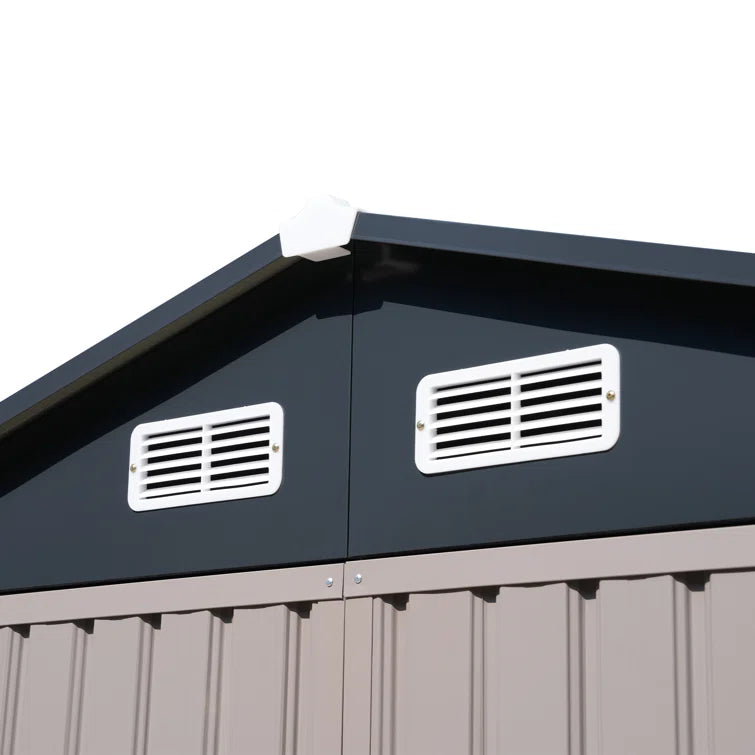 8'x 12' Metal Outdoor Storage Shed Brown Garden Tool Shed for Backyard & Patio