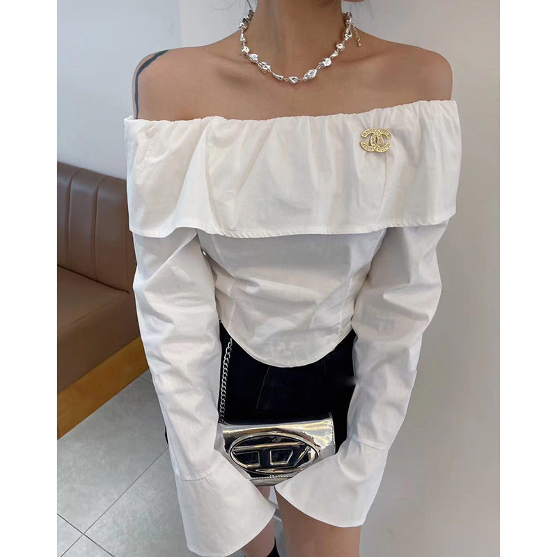 Fashion all-match one-shoulder shirt PD1023081128