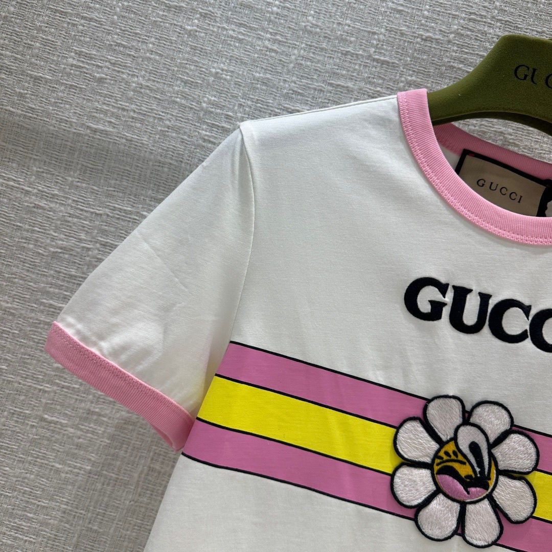 Spring And Summer New Contrast Color Strip Short Sleeve T-shirt 1024042405