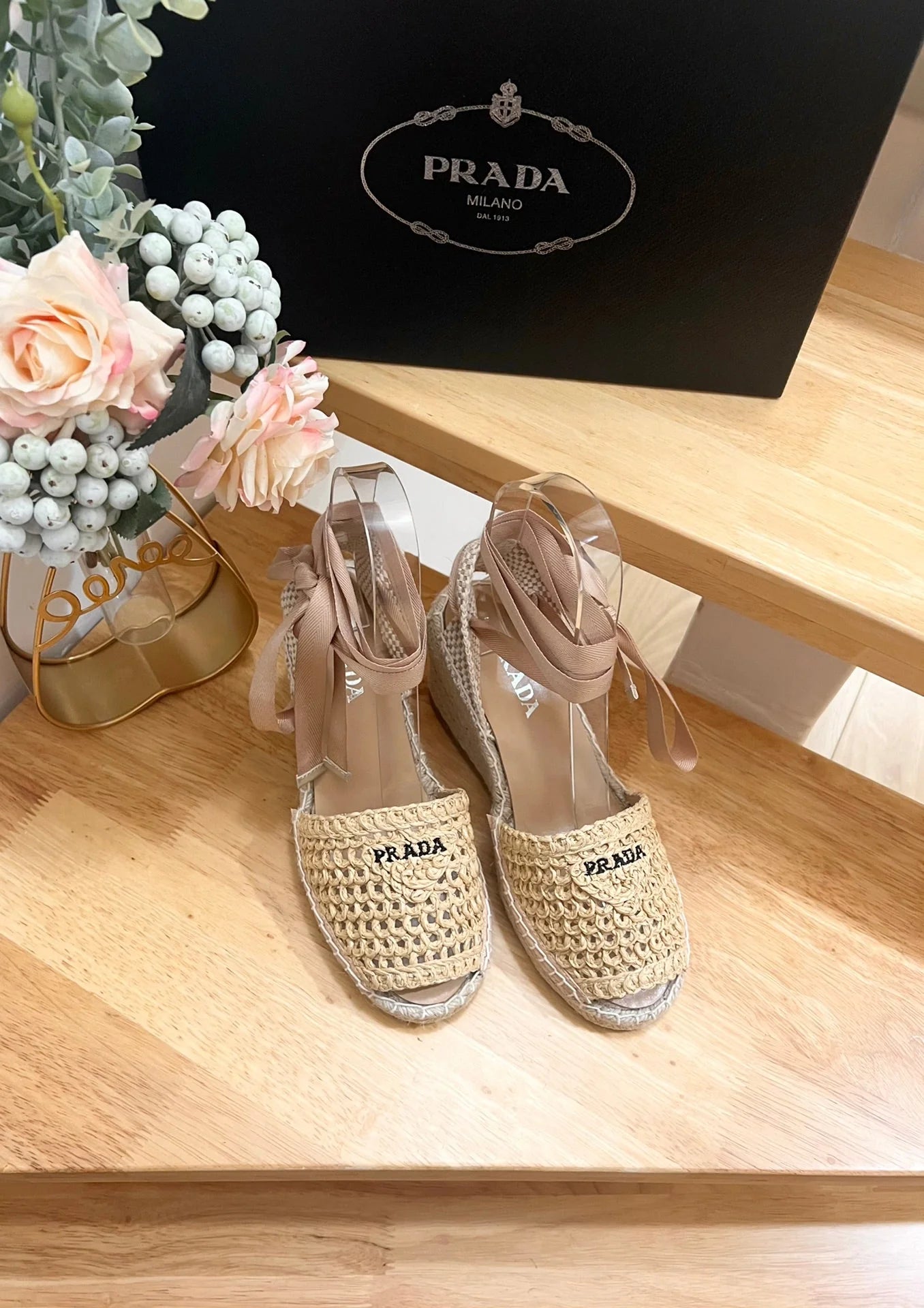 PRD Braided round toe wedge heel lace-up sandals bucket shoes 0724070902
