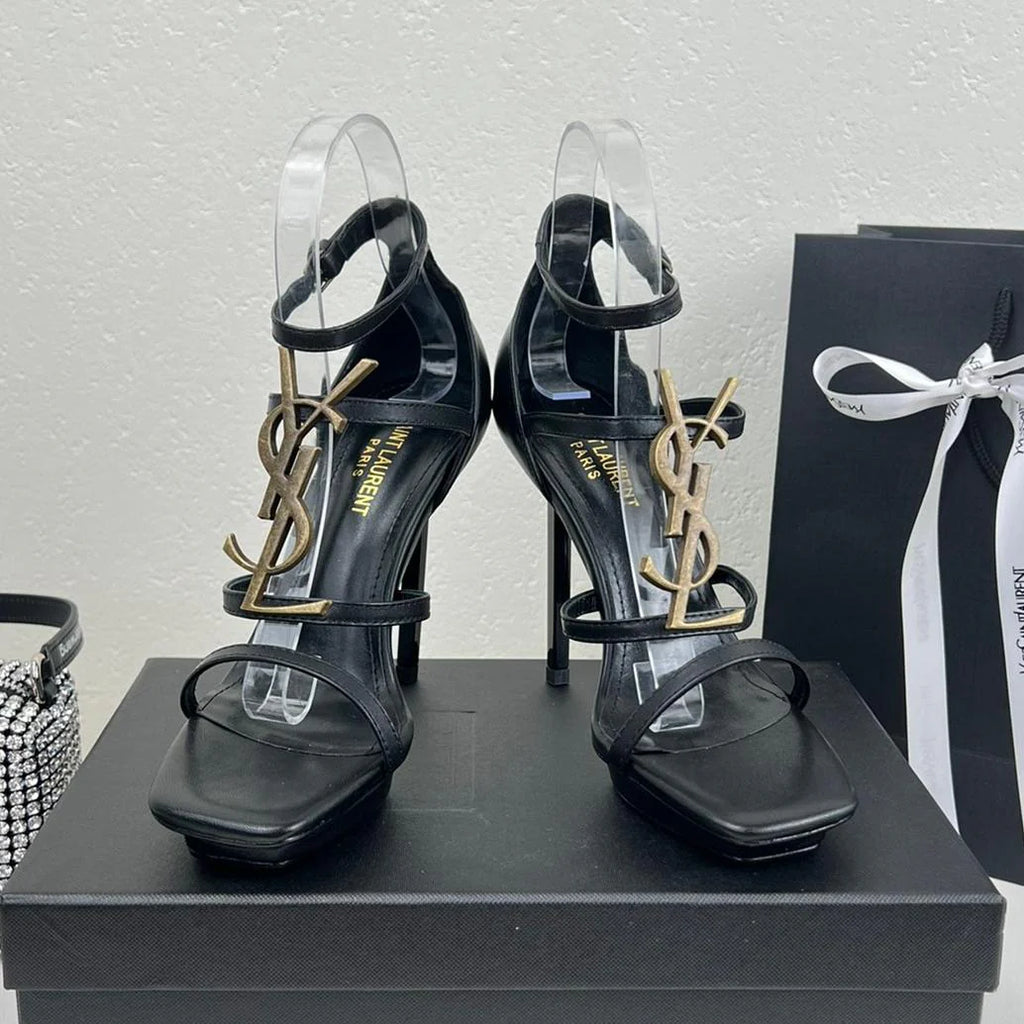 Summer New Genuine Leather Stiletto With Socialite Letter Buckle High-heeled ShoesPD05202412406