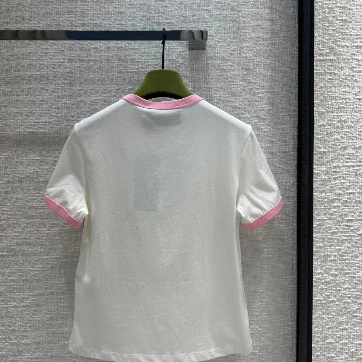 Spring And Summer New Contrast Color Strip Short Sleeve T-shirt 1024042405
