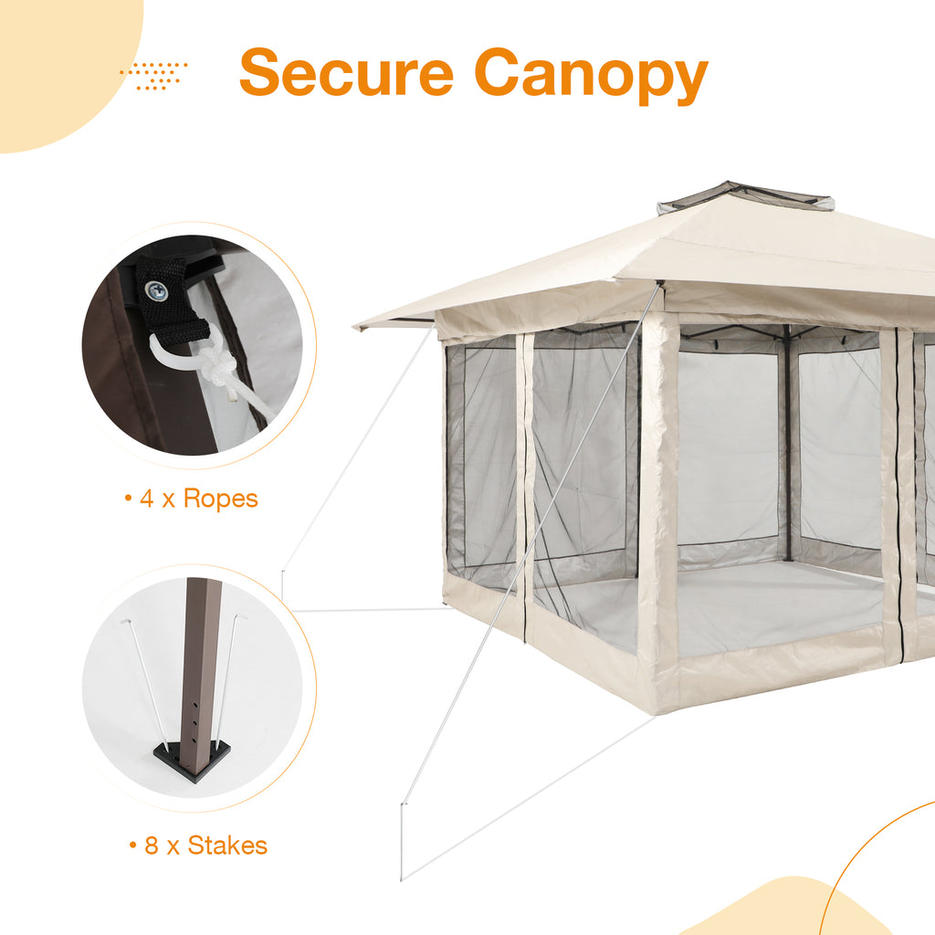 13’x13’ Pop Up Gazebo With Mosquito Netting, Outdoor Canopy Tent Shade, 5 colors, Metal Frame