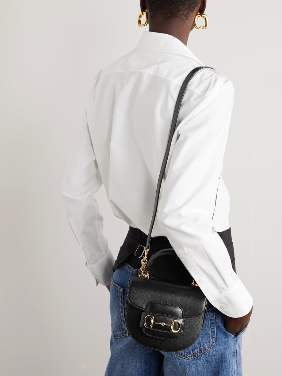 1955 horsebit-embellished textured-leather shoulder bag 0424061403