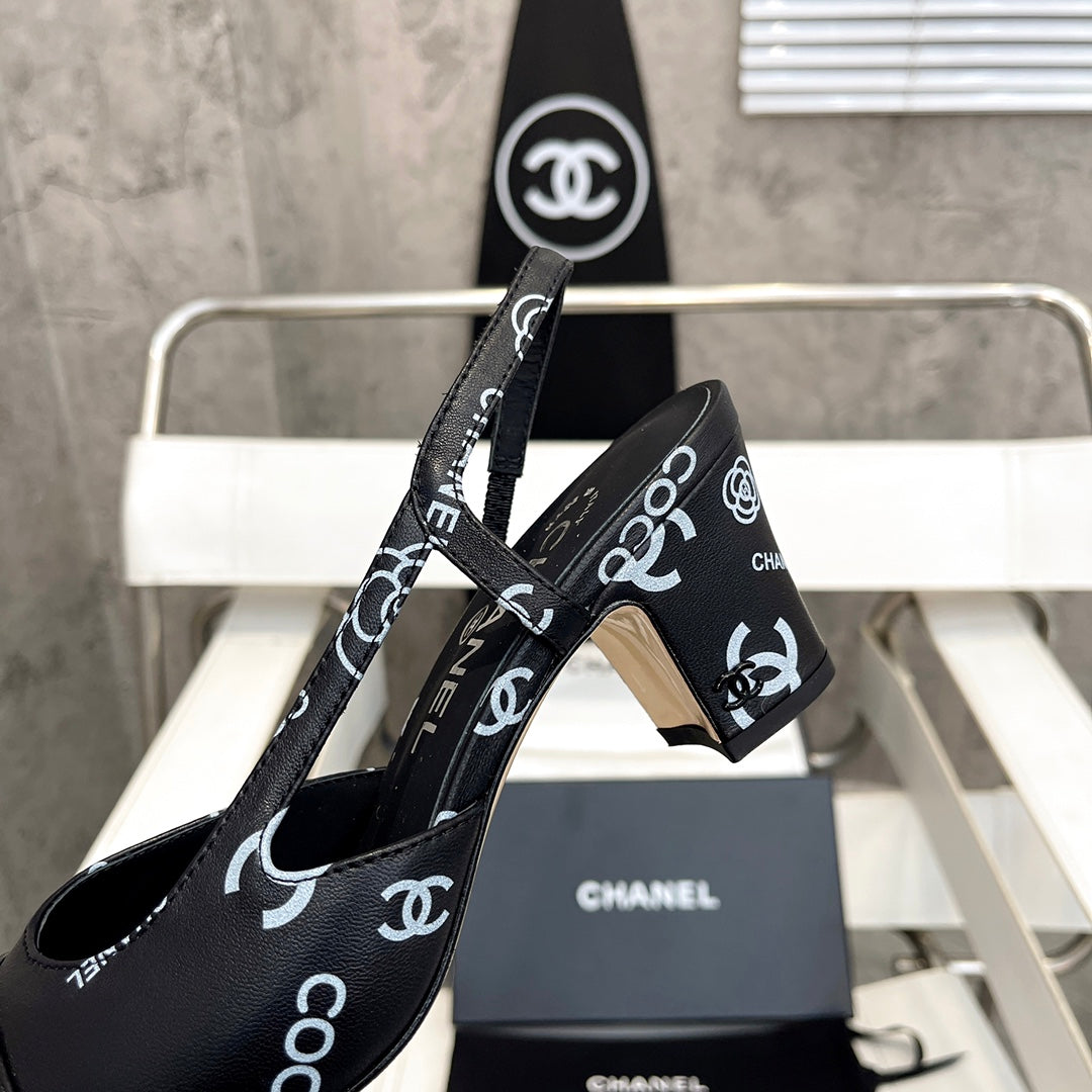 Camellia Print Stylish Classic Heeled Sandals XC1623072801