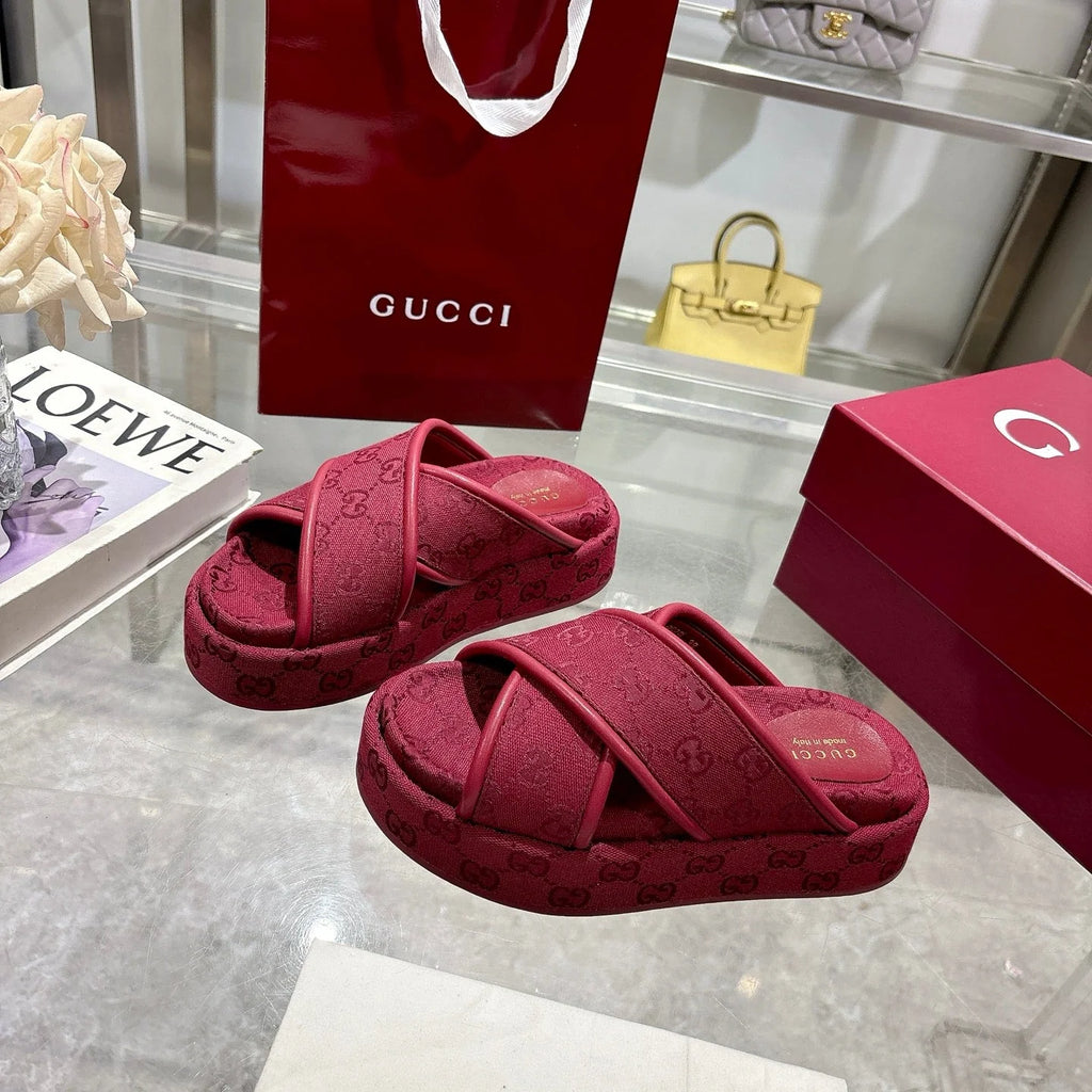 GG cross-upper thick-soled flip-flops 0725052901