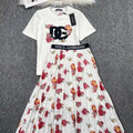 New Letter Badge Embroidery Casual Versatile Cotton Short Sleeve Skirt 1024071125