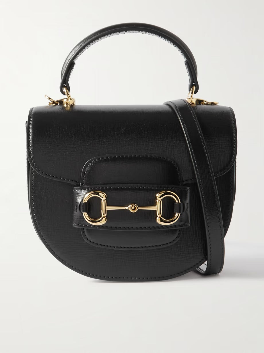 1955 horsebit-embellished textured-leather shoulder bag 0424061403