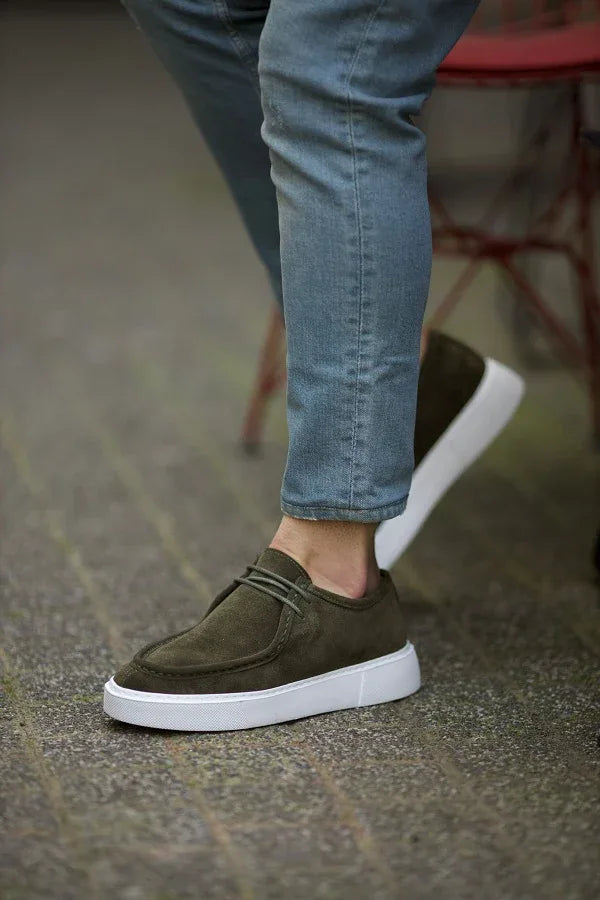 Empire Green Suede Laced Slip On Shoes