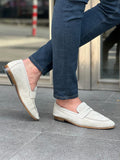 Laughlin Beige Suede Penny Loafers