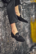 GentWith Sturgis Black Suede Horsebit Loafers