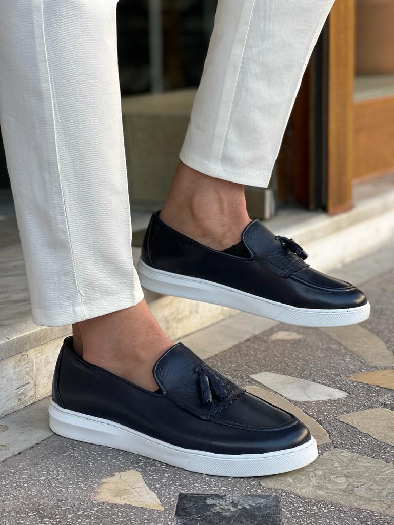 Tampa Kilt Dark Blue Tassel Loafers