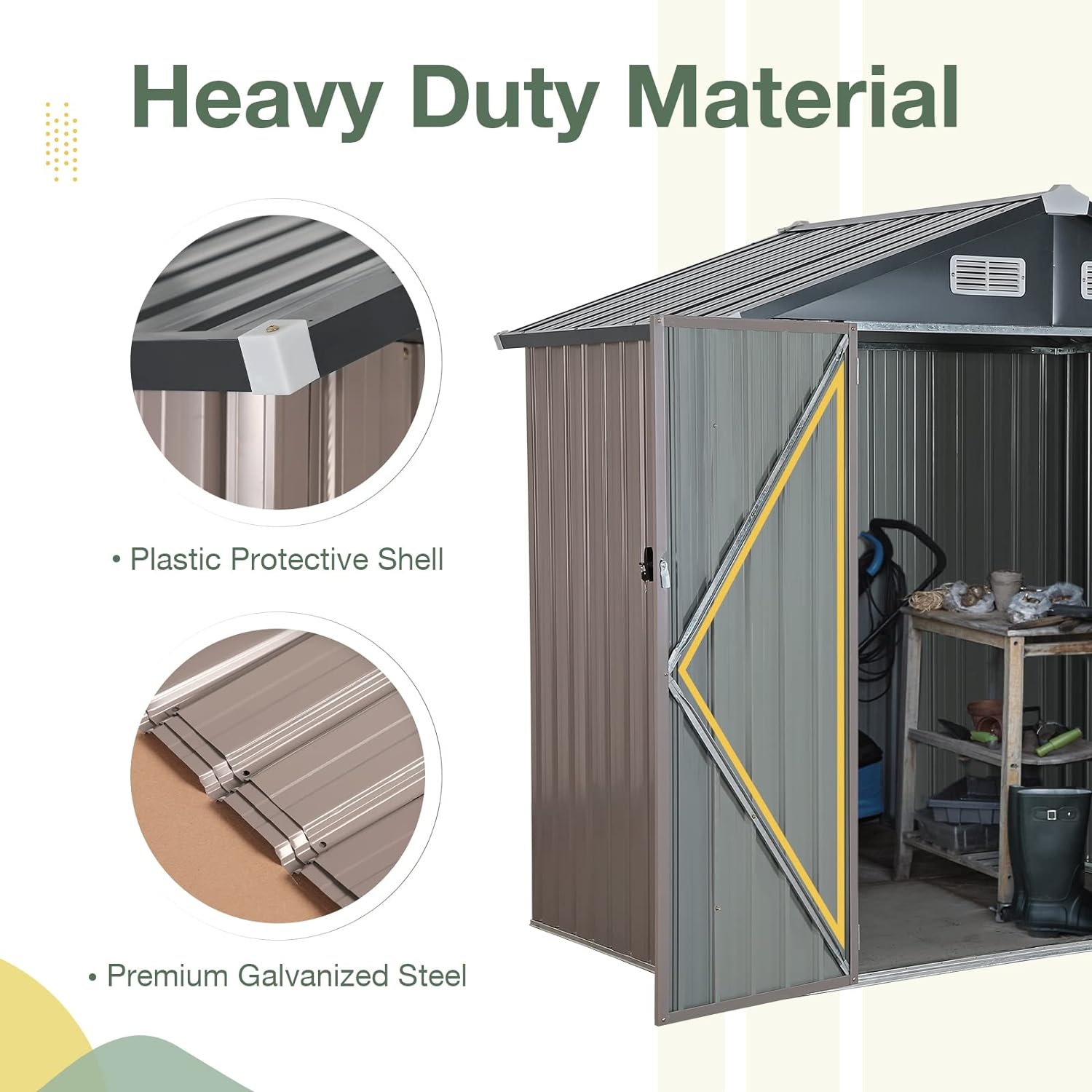 8'x 12' Metal Outdoor Storage Shed Brown Garden Tool Shed for Backyard & Patio