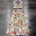 New printed cotton vest dress with waist and large skirt 1024052709